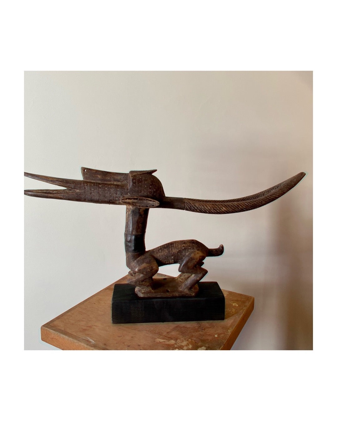 Cimer antilope tiwara bambara , sculpture en bois en provenance du Mali